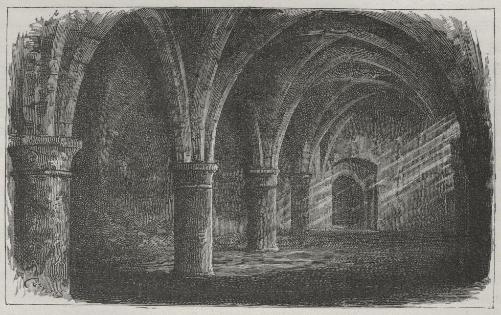MONTREUX. Dungeons in the Castle of Chillon 1882 old antique print picture
